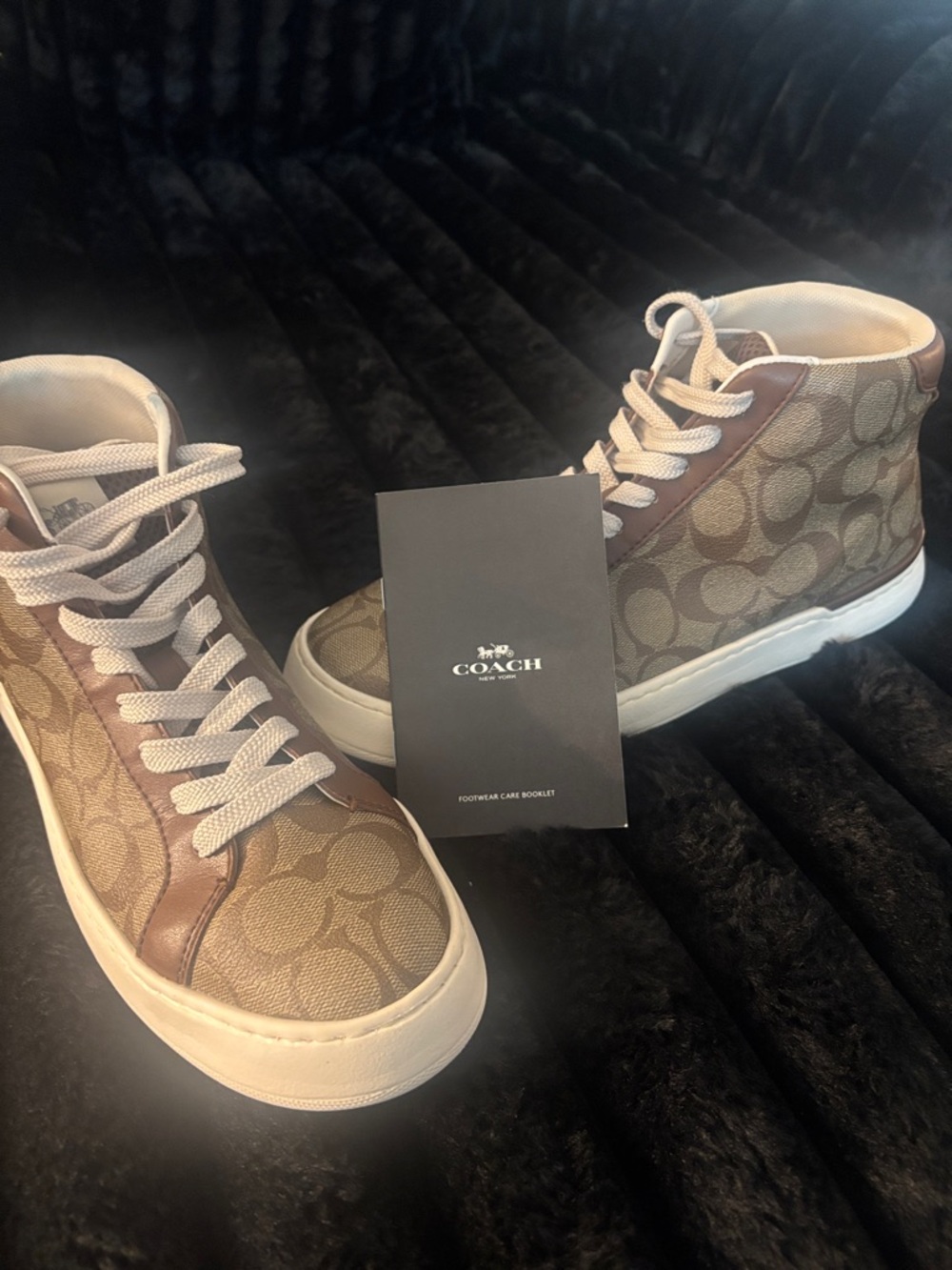 Coach High-Top Sneakers in Brown & Cream